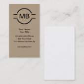 Cartes de visite professionnelles à monogramme uni (Devant / Derrière)
