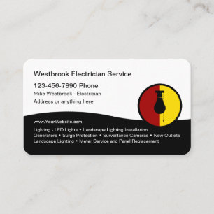 Cartes de visite professionnelles d'électricien mo