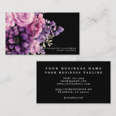 Cartes de visite professionnelles noires à fleurs (Devant / Derrière)