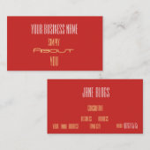 Cartes de visite professionnelles or rouge simplis (Devant / Derrière)