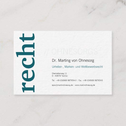 Cartes de visite professionnelles pour avocat bleu (Devant)