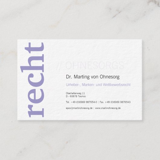 Cartes de visite professionnelles pour avocat viol (Devant)