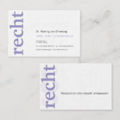 Cartes de visite professionnelles pour avocat viol (Devant / Derrière)
