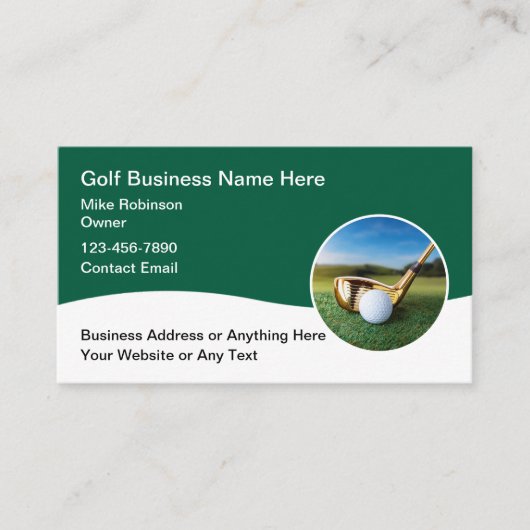 Cartes de visite professionnelles thème golf éléga (Devant)