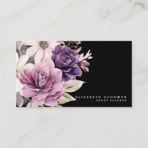 Cartes de visite professionnelles violettes floral