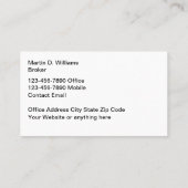 Cartes de visite professionnels (Dos)