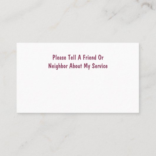 Cartes de visite professionnels (Dos)