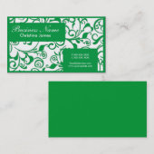 Cartes de visite professionnels damask blanc vert (Devant / Derrière)