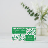 Cartes de visite professionnels damask blanc vert (Debout devant)