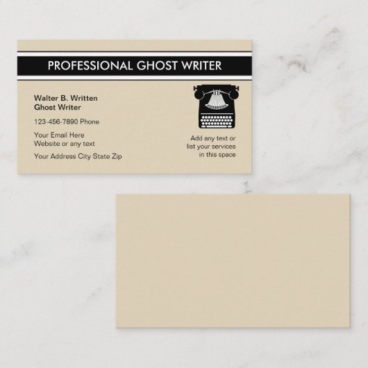 Cartes de visite professionnels d'auteur de (Devant / Derrière)