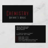 Cartes de visite professionnels de chimie de (Devant / Derrière)