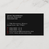 Cartes de visite professionnels de chimie de (Dos)