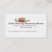 Cartes de visite professionnels de cuisson de (Dos)