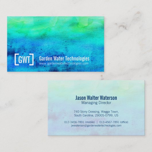 Cartes de visite professionnels de vert bleu de (Devant / Derrière)