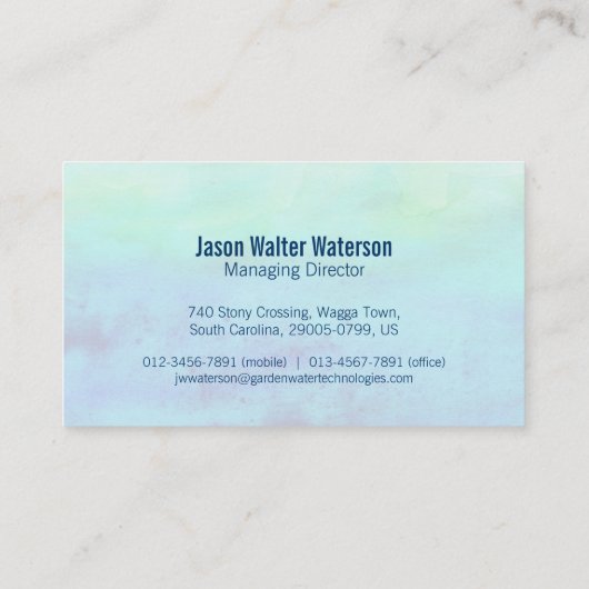 Cartes de visite professionnels de vert bleu de (Dos)