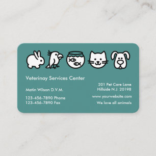 Cartes de visite professionnels de vétérinaire d