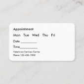 Cartes de visite professionnels de vétérinaire de (Dos)