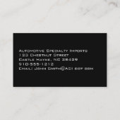Cartes de visite professionnels de voitures en fib (Dos)