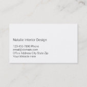 cartes de visite professionnels design d'intérieur (Dos)