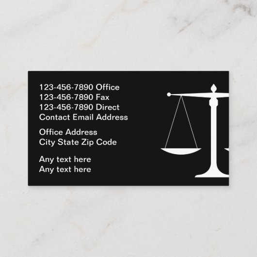 Cartes de visite professionnels du procureur de la (Dos)