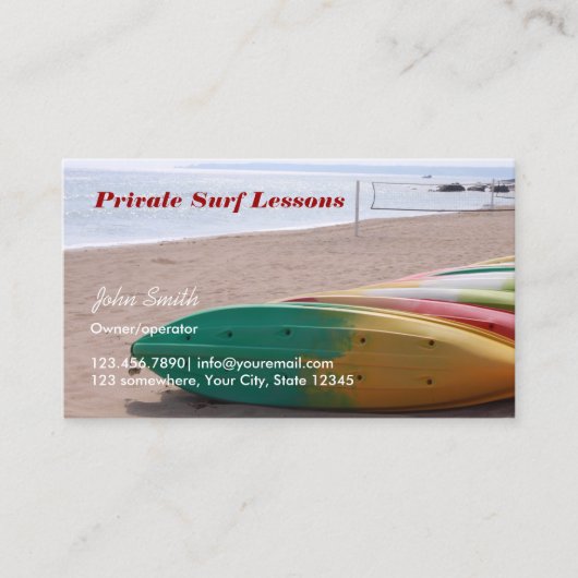Cartes de visite professionnels du surf (Devant)