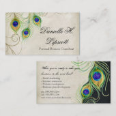 Cartes de visite professionnels - plumes de paon (Devant / Derrière)