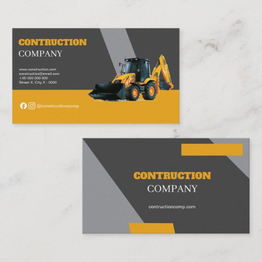 Cartes de visite professionnels pour Construction  (Devant / Derrière)