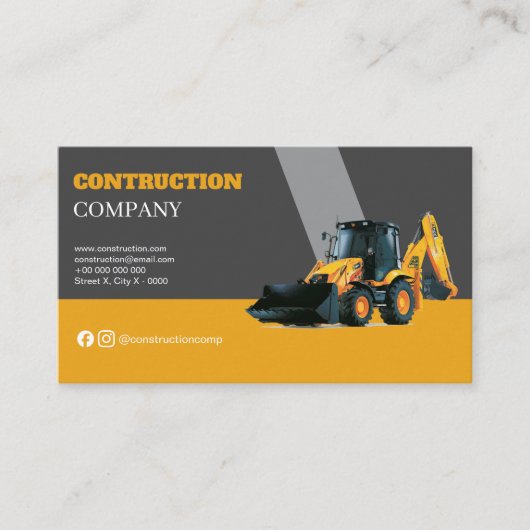 Cartes de visite professionnels pour Construction  (Devant)