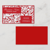 Cartes de visite professionnels Red white damask (Devant / Derrière)