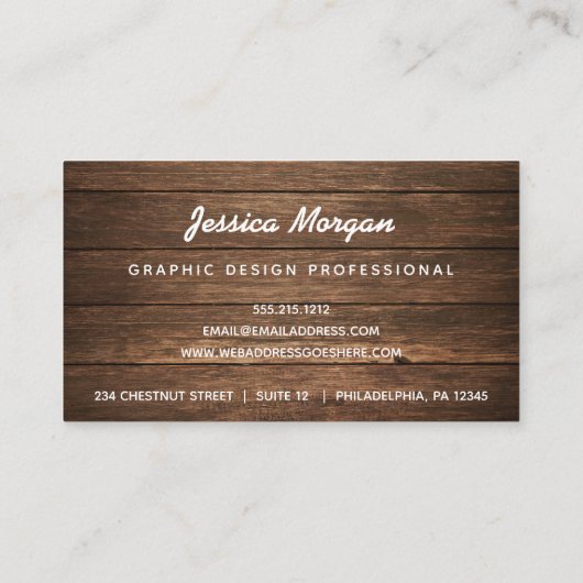 Cartes de visite professionnels Rustic Wood (Dos)