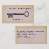 Cartes de visite professionnels vintages Locksmith (Devant / Derrière)
