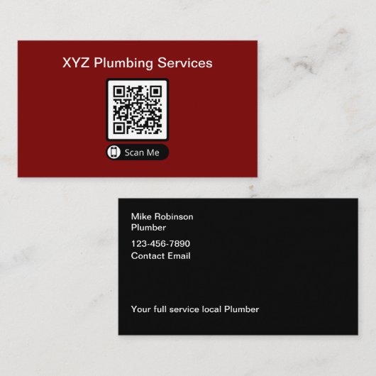 Cartes de visite QR Code Budget Plombier (Devant / Derrière)