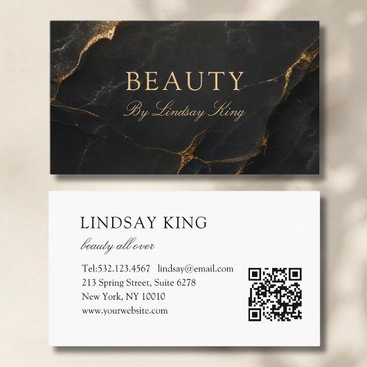 Cartes de visite QR Code en marbre noir pour salon