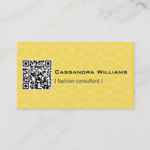 Cartes de visite QR CODE Jaune Damask