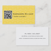 Cartes de visite QR CODE Jaune Damask (Devant / Derrière)