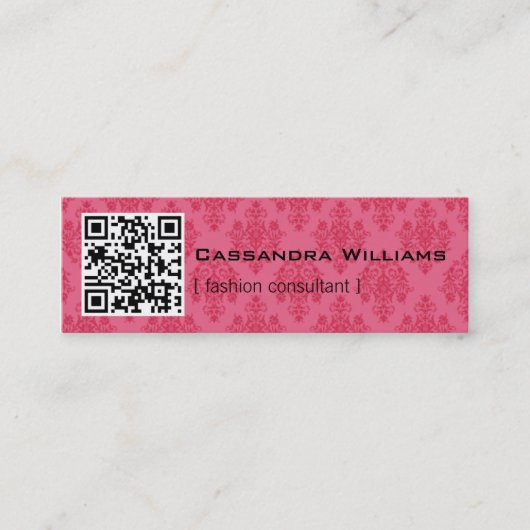 Cartes de visite QR de CODE rose de la damassé (Devant)