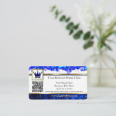 Cartes de visite rayées or pailletées bleues (Debout devant)