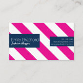 Cartes de visite rayés de roses indien et de bleu (Devant)