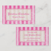 Cartes de visite rayés roses de frontière (Devant / Derrière)