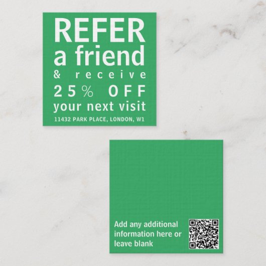 Cartes de visite - Référer un ami vert clair (Devant / Derrière)