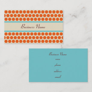Cartes de visite rétro orange turquoise à pois