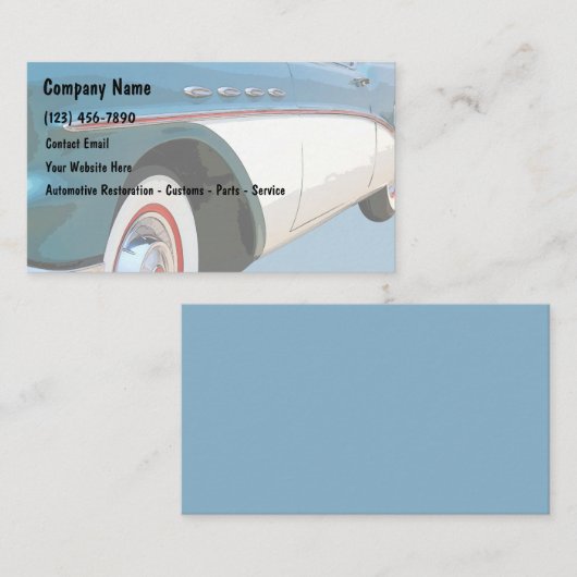 Cartes de visite rétro pour la restauration automo (Devant / Derrière)