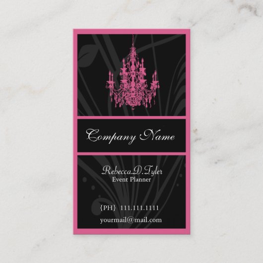 Cartes de visite rose chic (Devant)