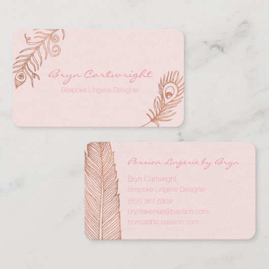 Cartes de visite Rose du Blush Romance (Devant / Derrière)