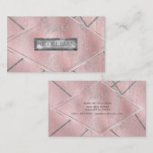 Cartes de visite Rose et argent satiné pailleté Gl (Devant / Derrière)