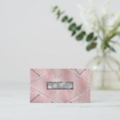 Cartes de visite Rose et argent satiné pailleté Gl (Debout devant)