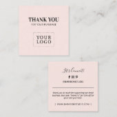 Cartes de visite rose simple moderne merci (Devant / Derrière)