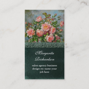 cartes de visite roses de bleu de roses de damass