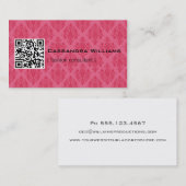 Cartes de visite roses de CODE de la damassé QR (Devant / Derrière)