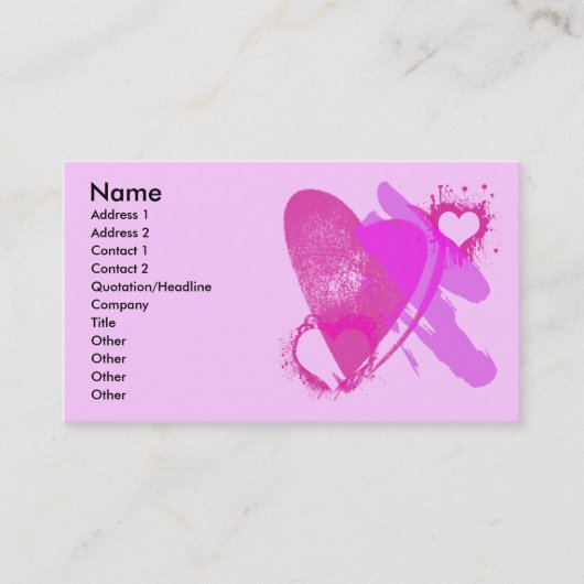 CARTES DE VISITE ROSES DE COEURS (Devant)